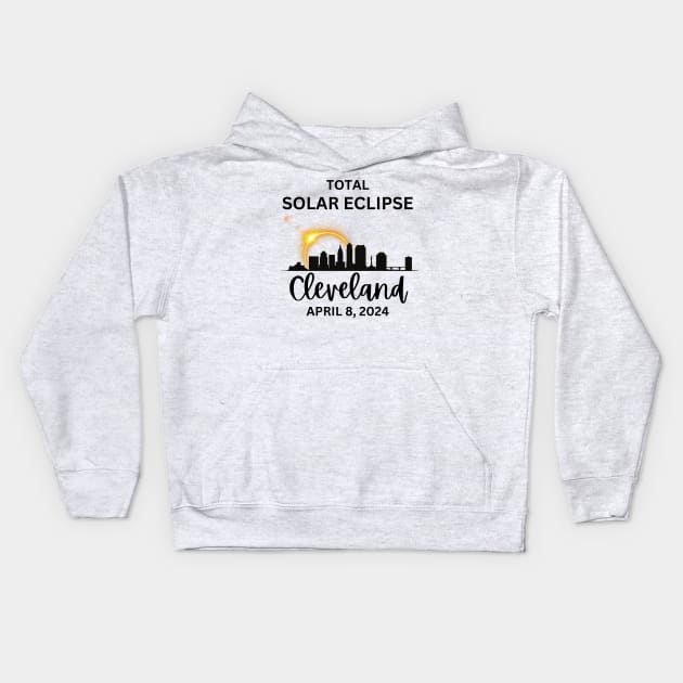 Total Solar Eclipse Cleveland Ohio April 8, 2024 Kids Hoodie by Little Duck Designs